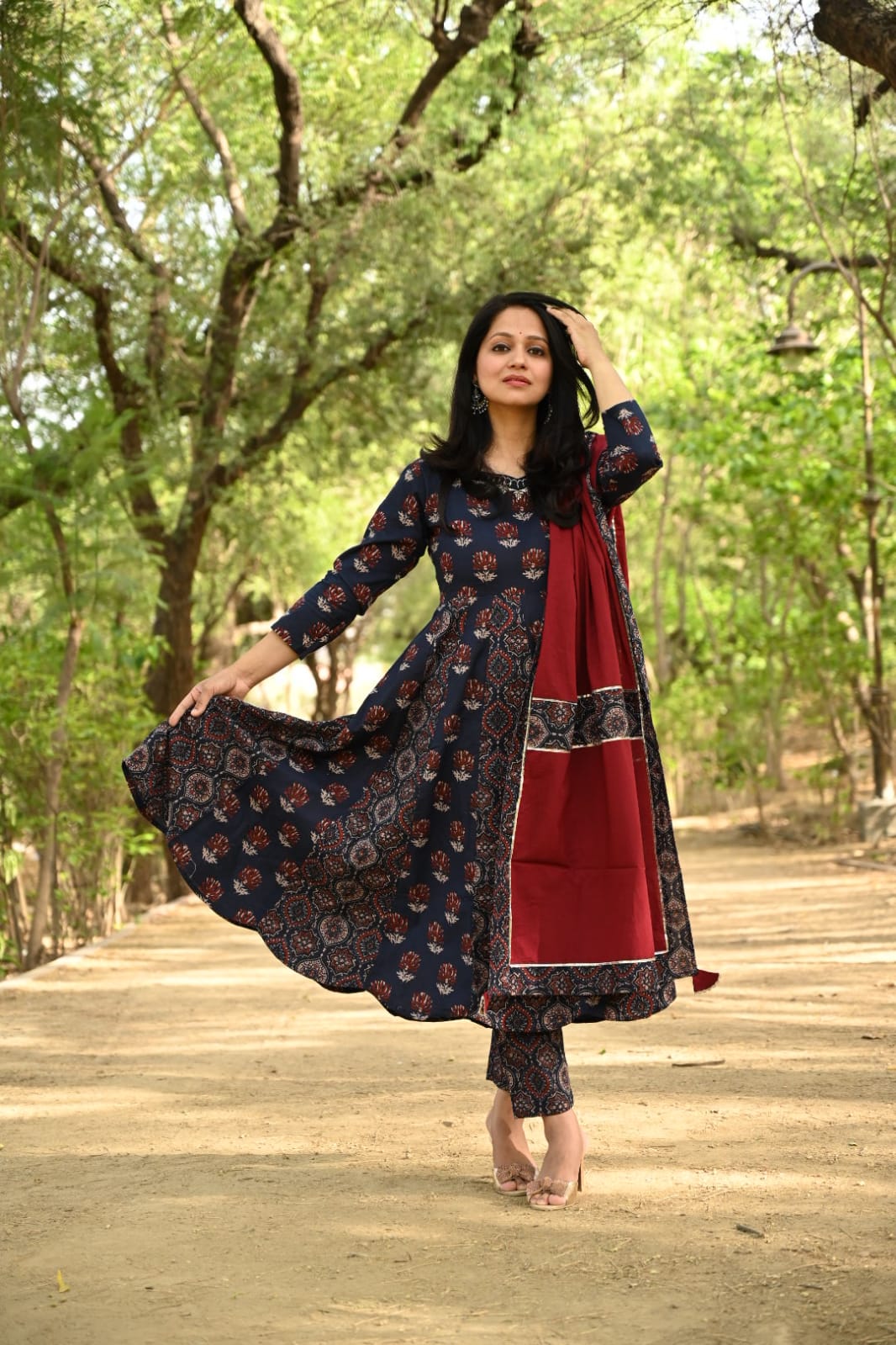 Myra Double Ajrakh Print Cotton Suit Set