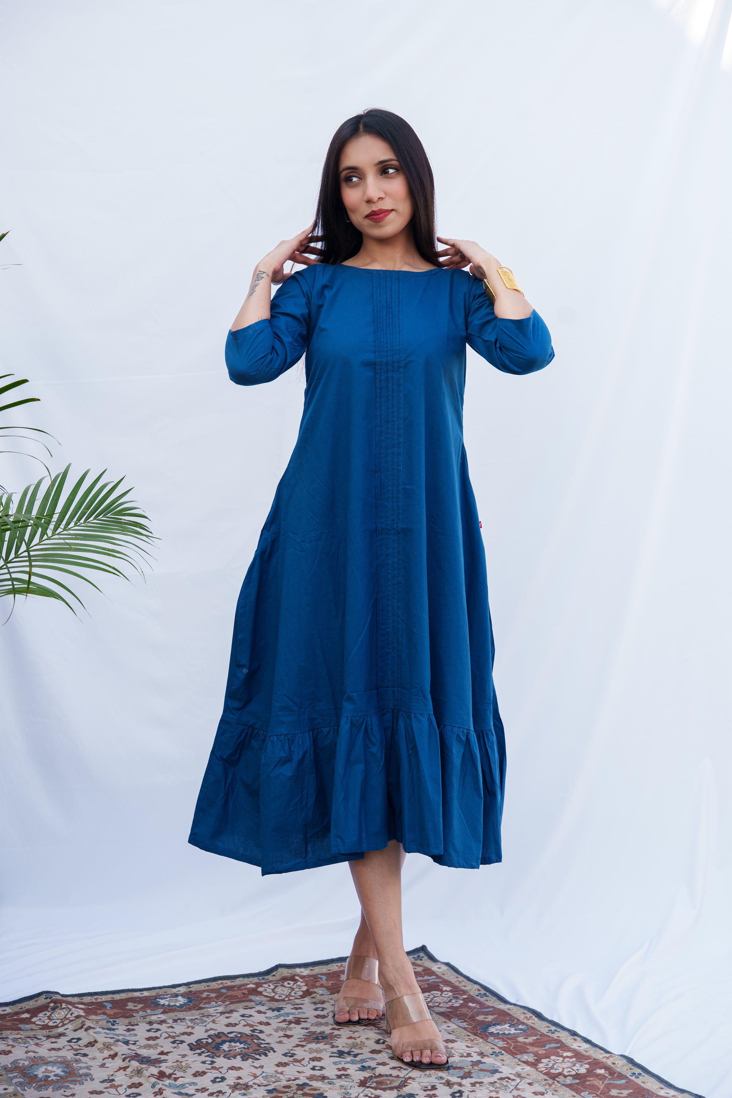 Victoria plain poplin cotton dress