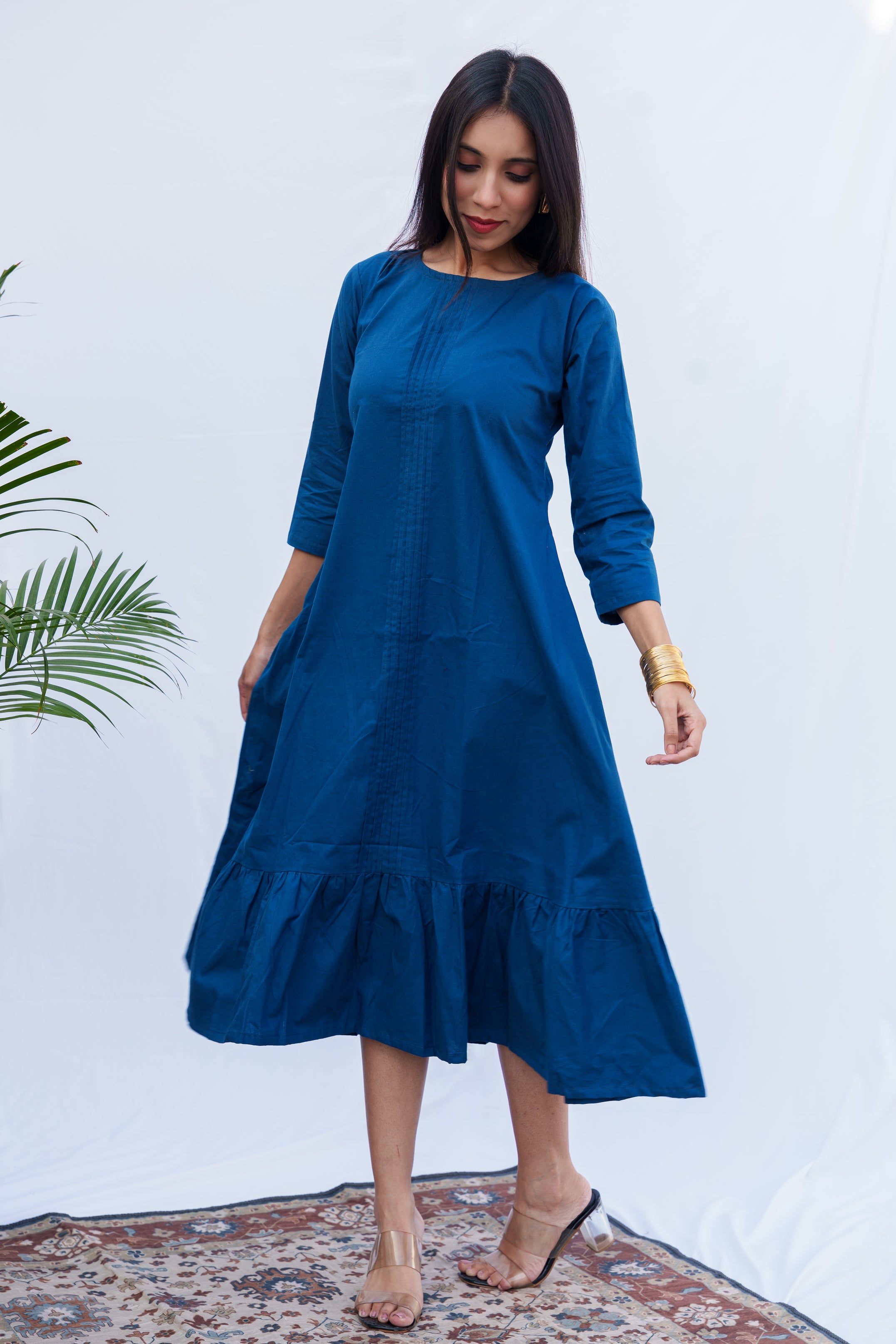 Victoria plain poplin cotton dress