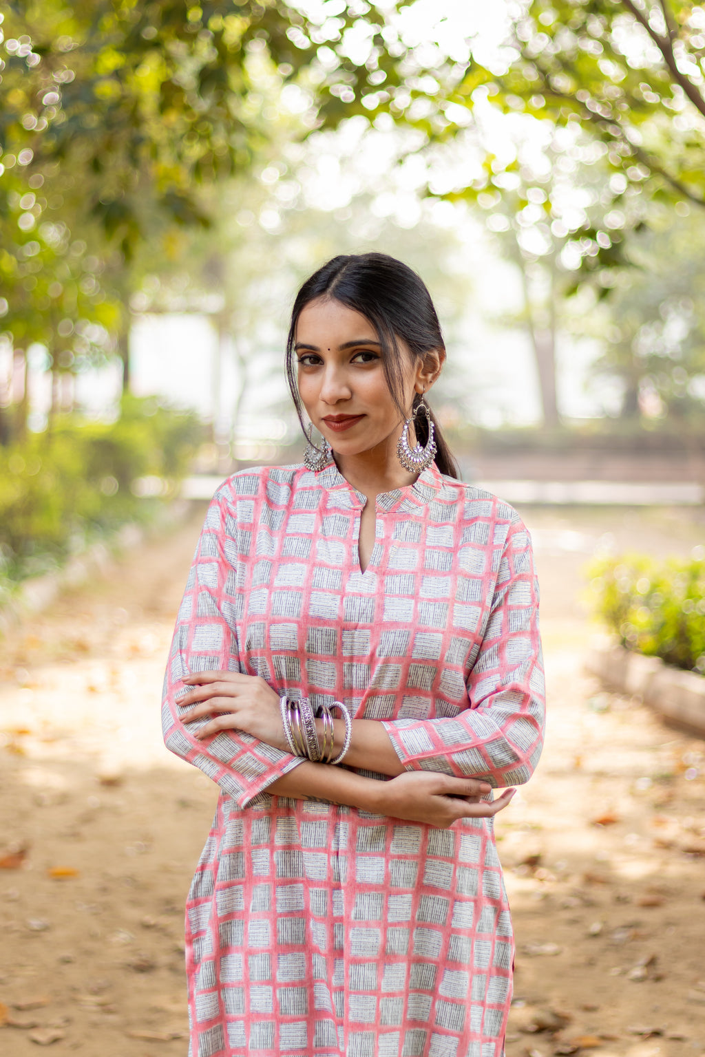 Two Tone Gold Print Capsule Rayon Kurti