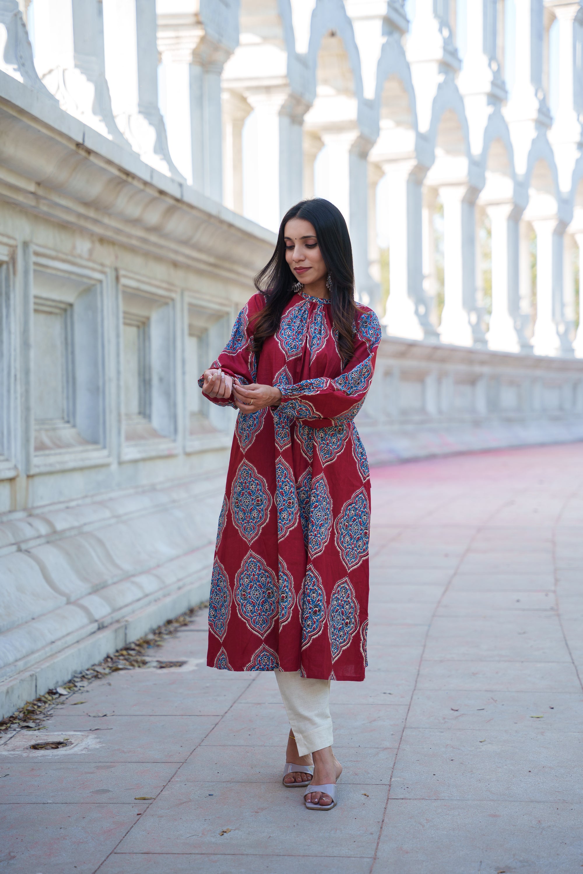 Livana Handblock Cotton Kurti Set,