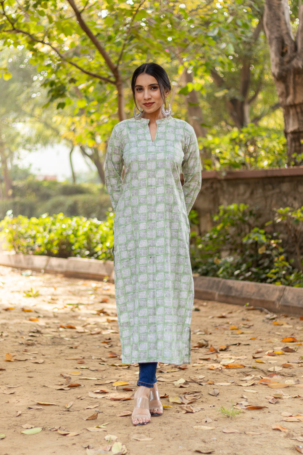 Two Tone Gold Print Capsule Rayon Kurti