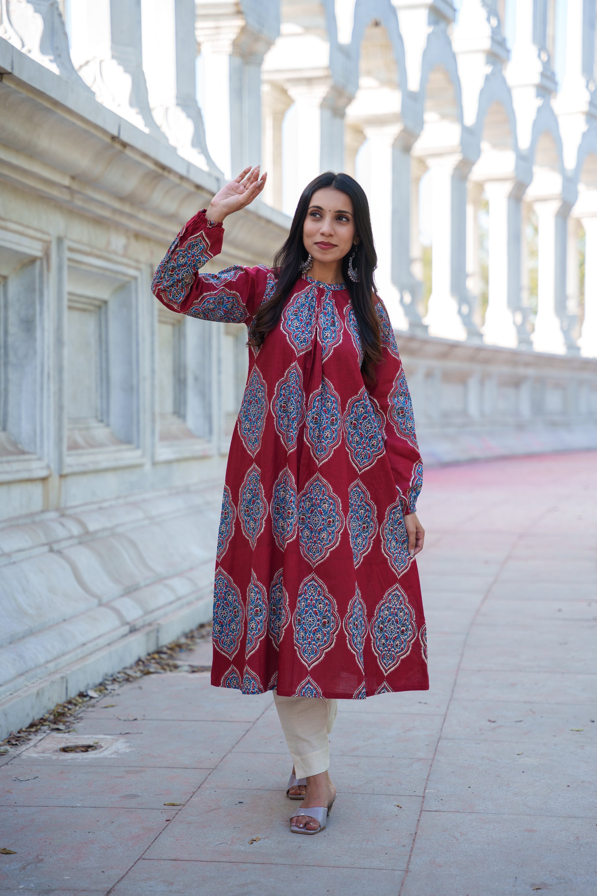 Livana Handblock Cotton Kurti Set,