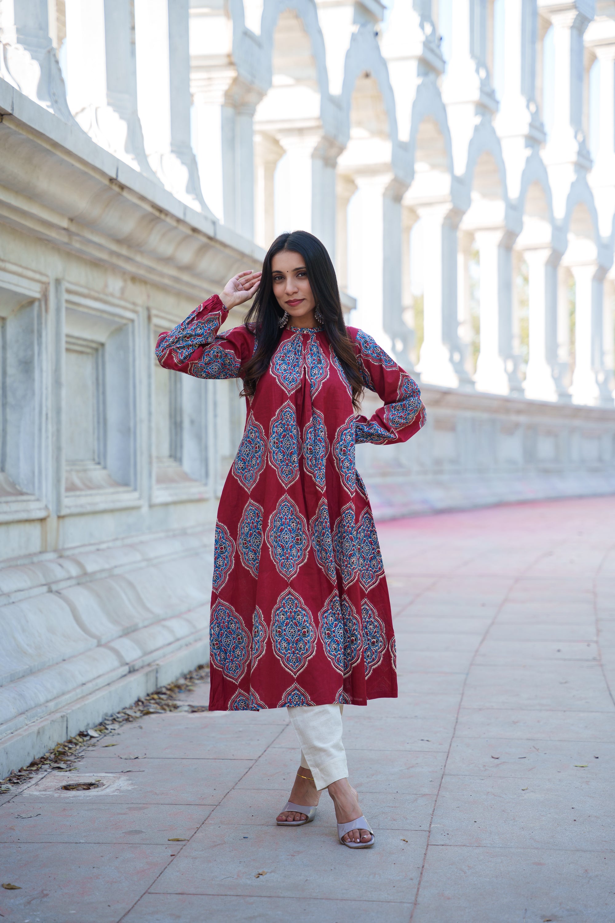 Livana Handblock Cotton Kurti Set,