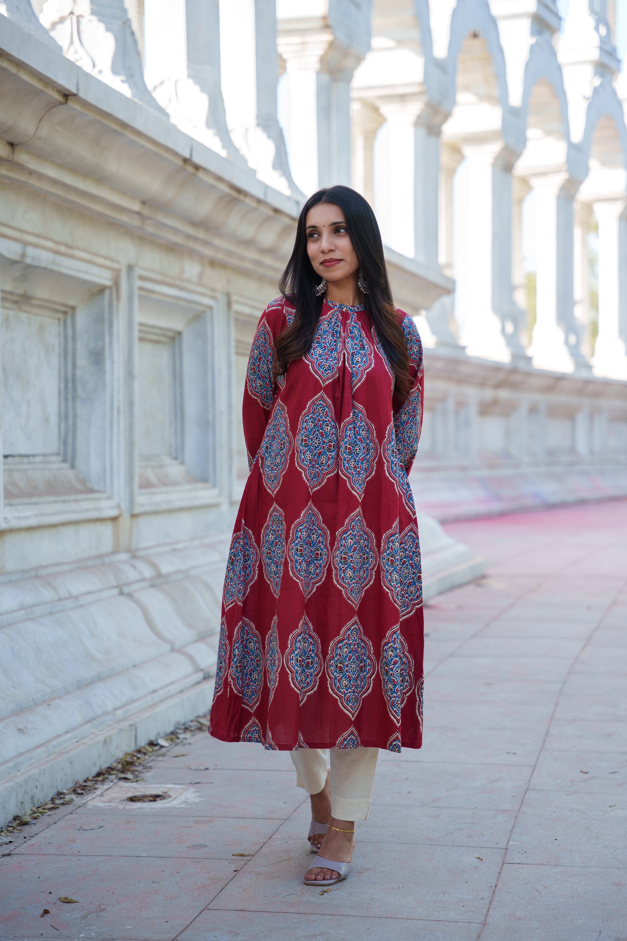 Livana Handblock Cotton Kurti Set,