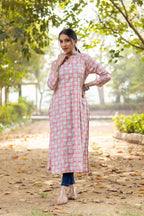 Two Tone Gold Print Capsule Rayon Kurti