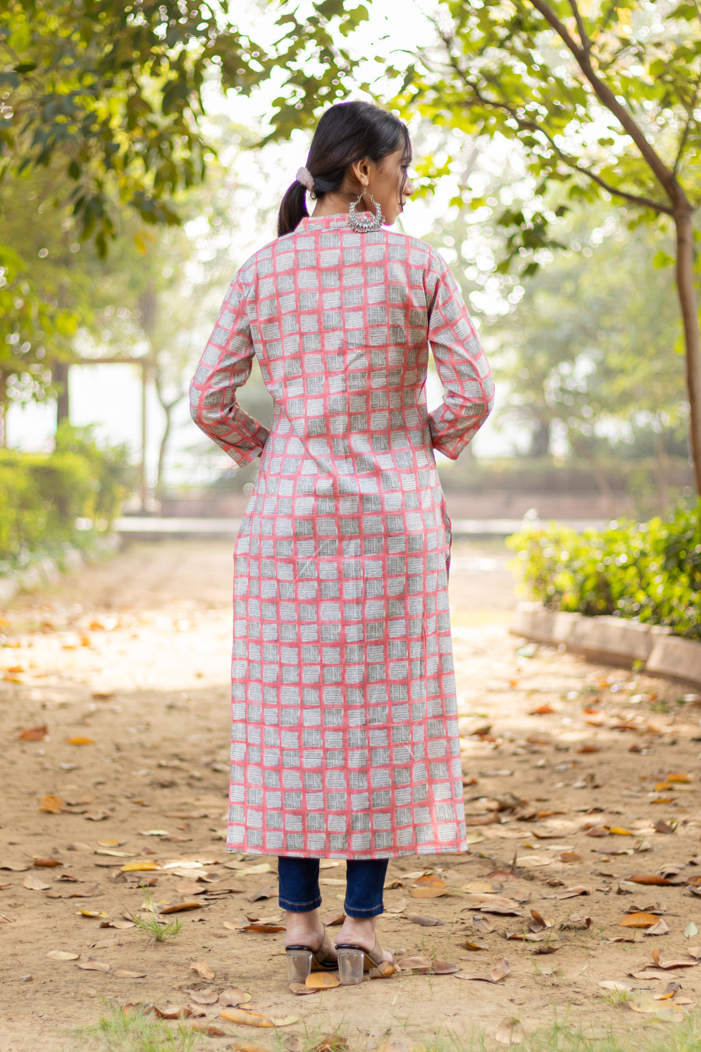 Two Tone Gold Print Capsule Rayon Kurti