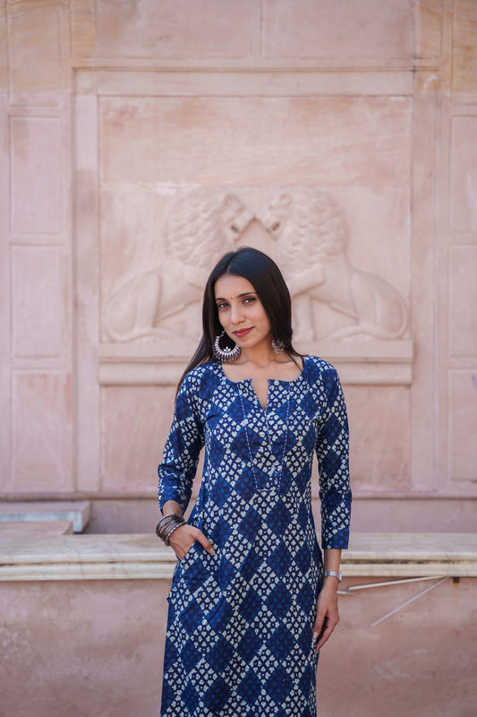 Shalma Handblock Cotton Kurti Set
