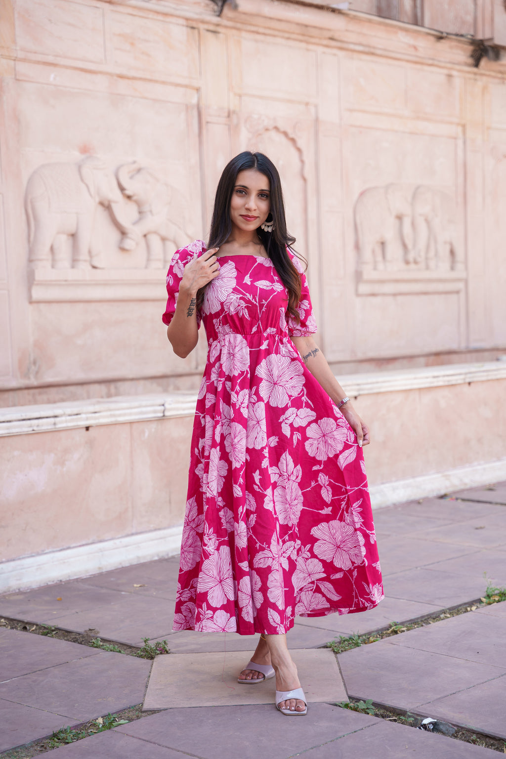 Monika Handblock Cotton Dress