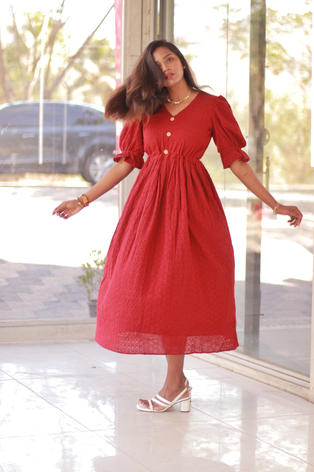 Steffy Schiffli Hakoba cotton Dress