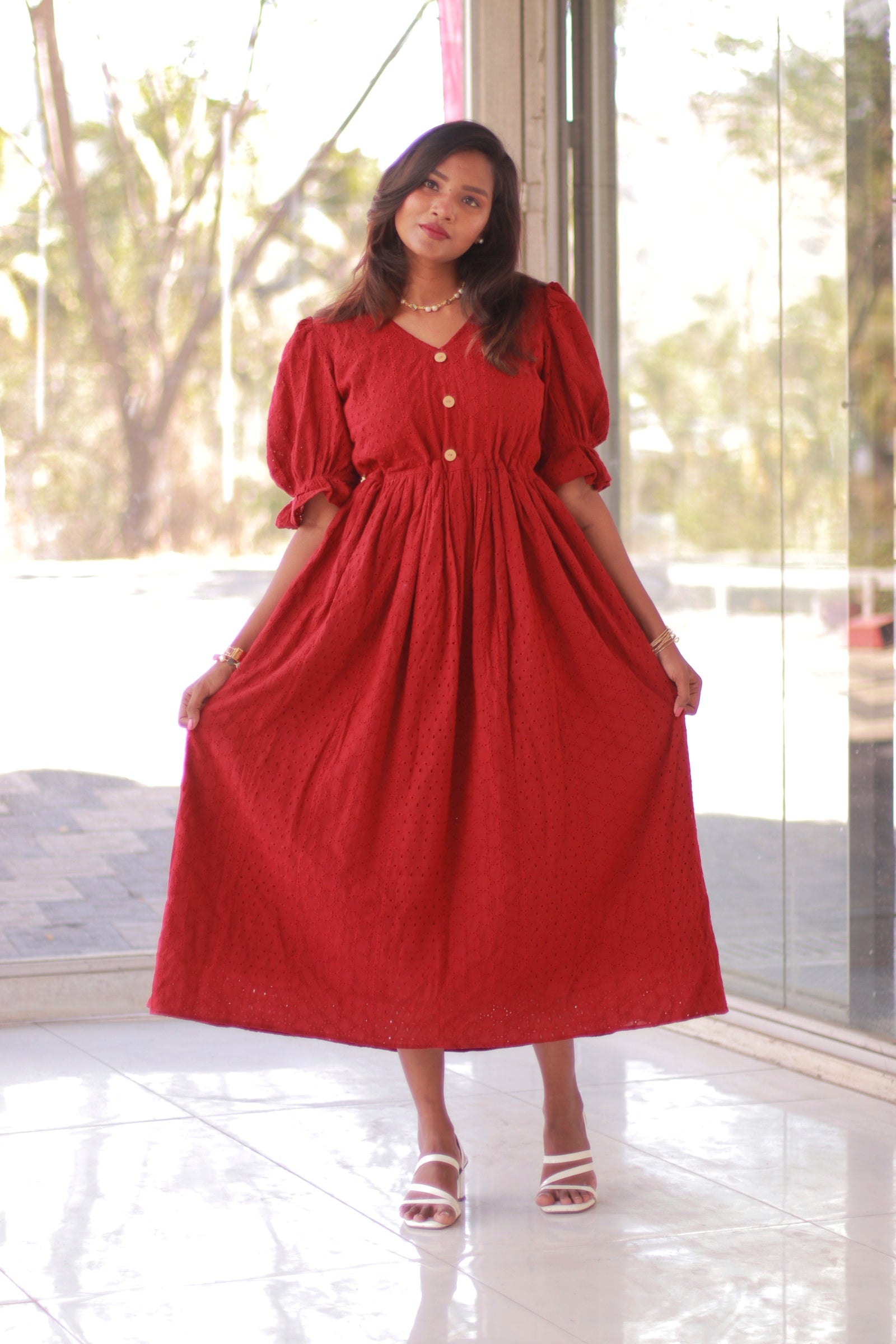 Steffy Schiffli Hakoba cotton Dress