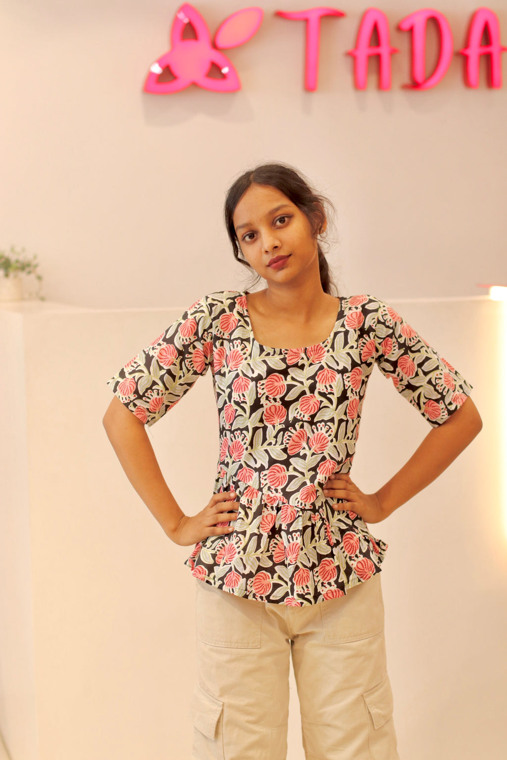 Samira Handblock Cotton Top