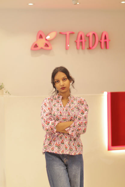 Aarohi Handblock Cotton Top