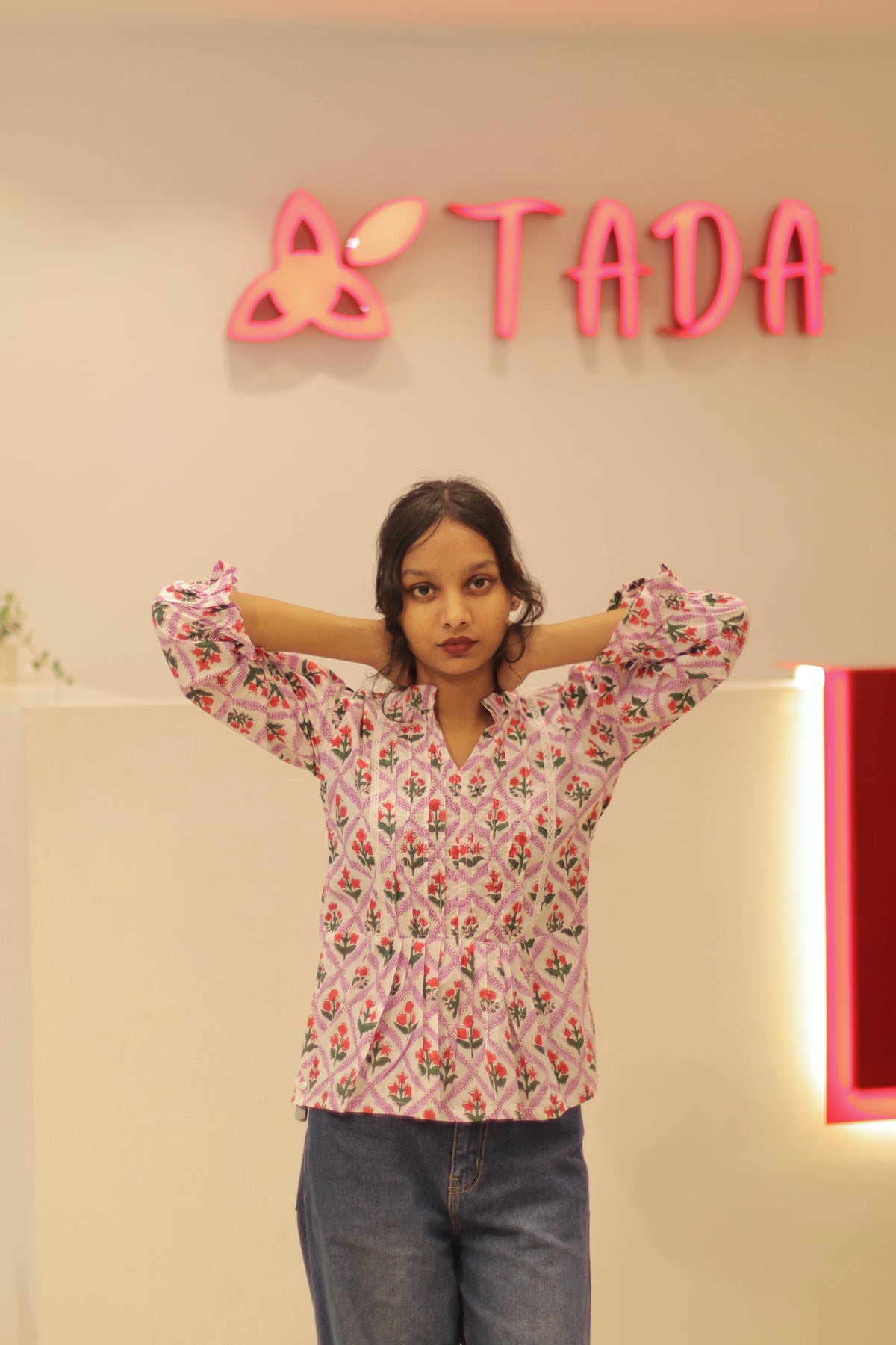 Aarohi Handblock Cotton Top