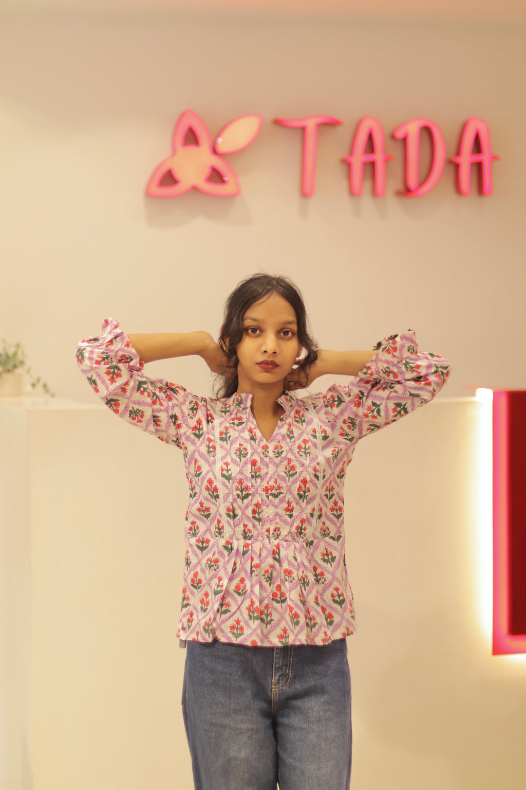 Aarohi Handblock Cotton Top