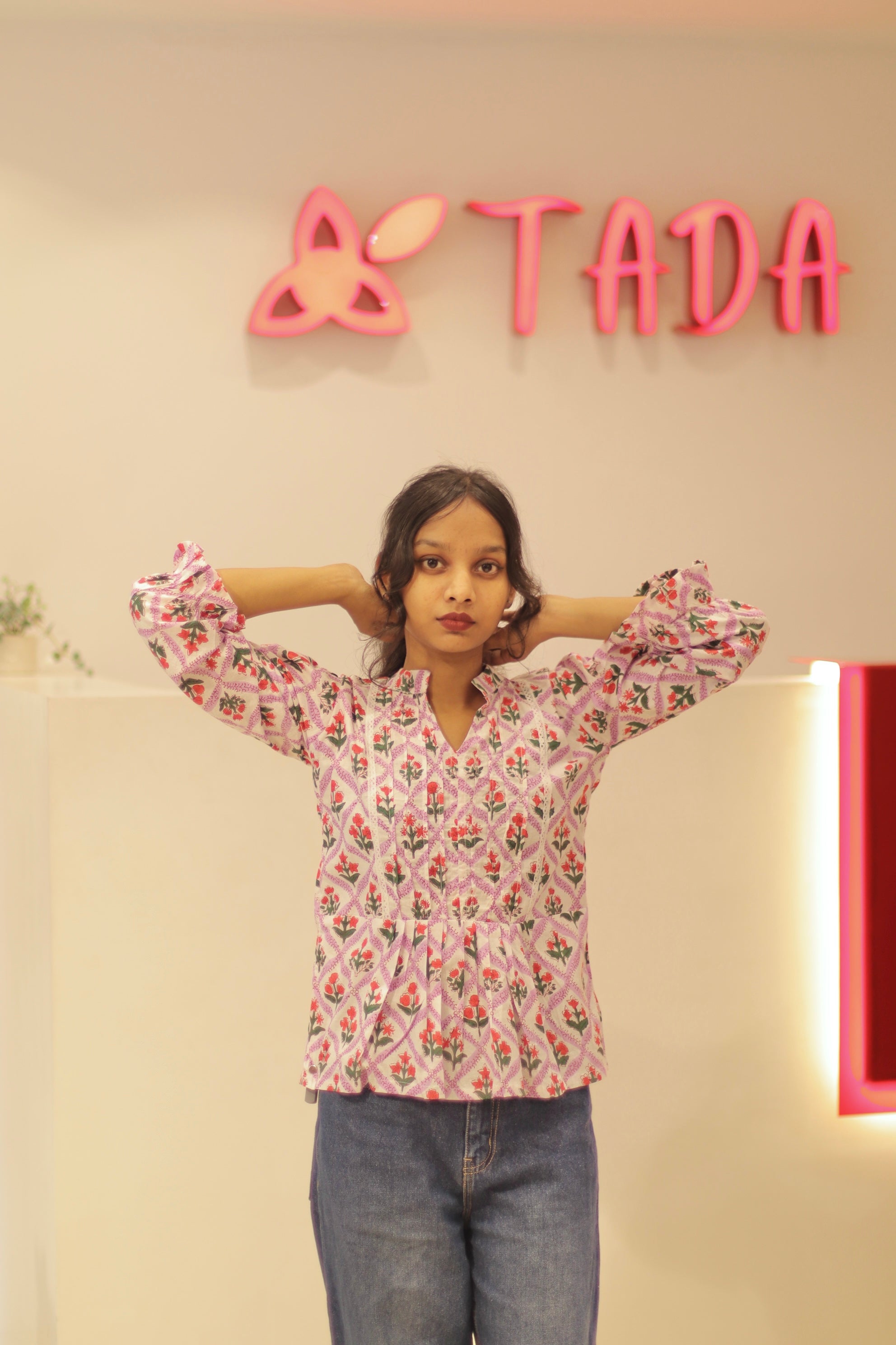 Aarohi Handblock Cotton Top