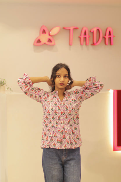 Aarohi Handblock Cotton Top