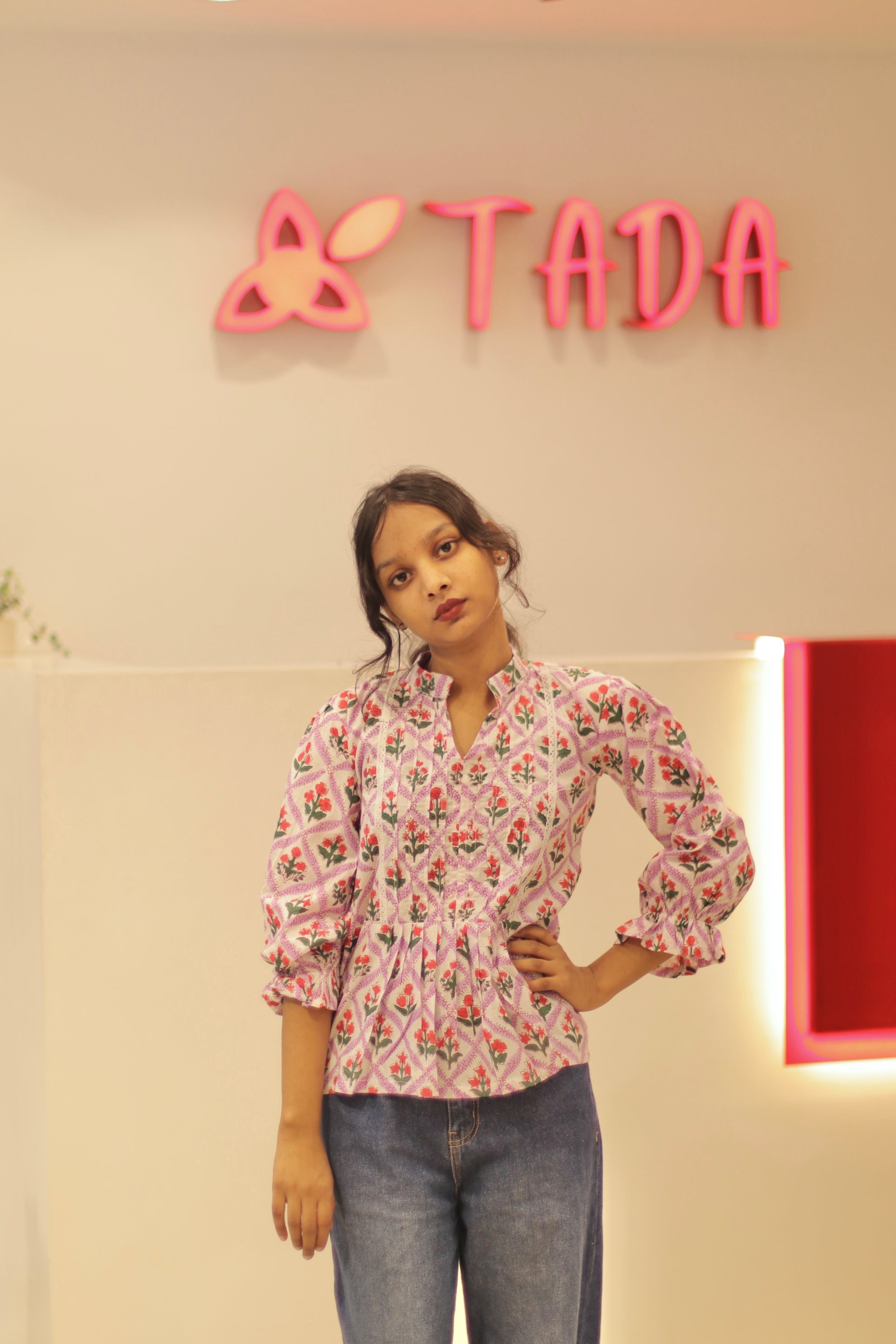 Aarohi Handblock Cotton Top