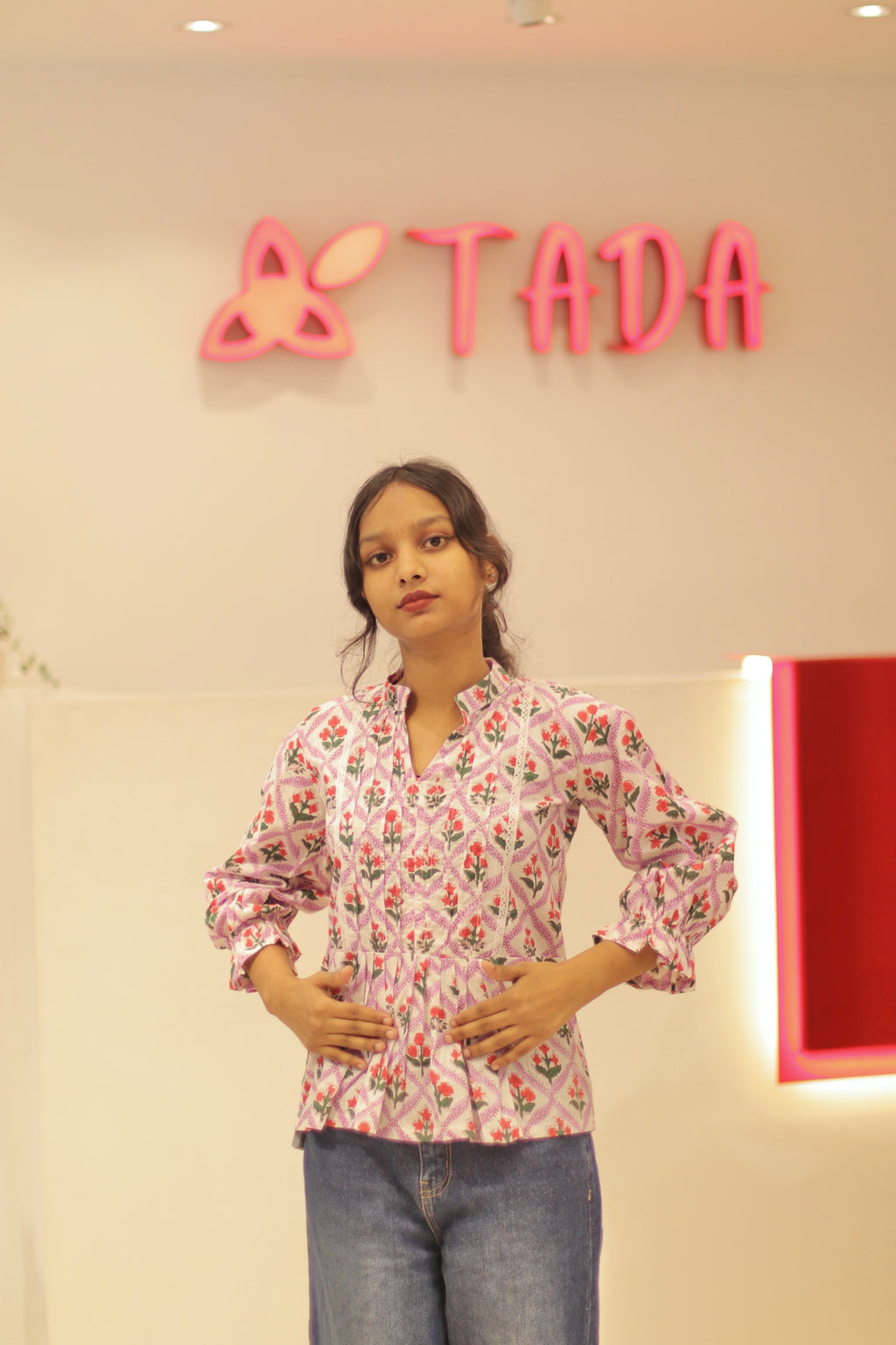 Aarohi Handblock Cotton Top