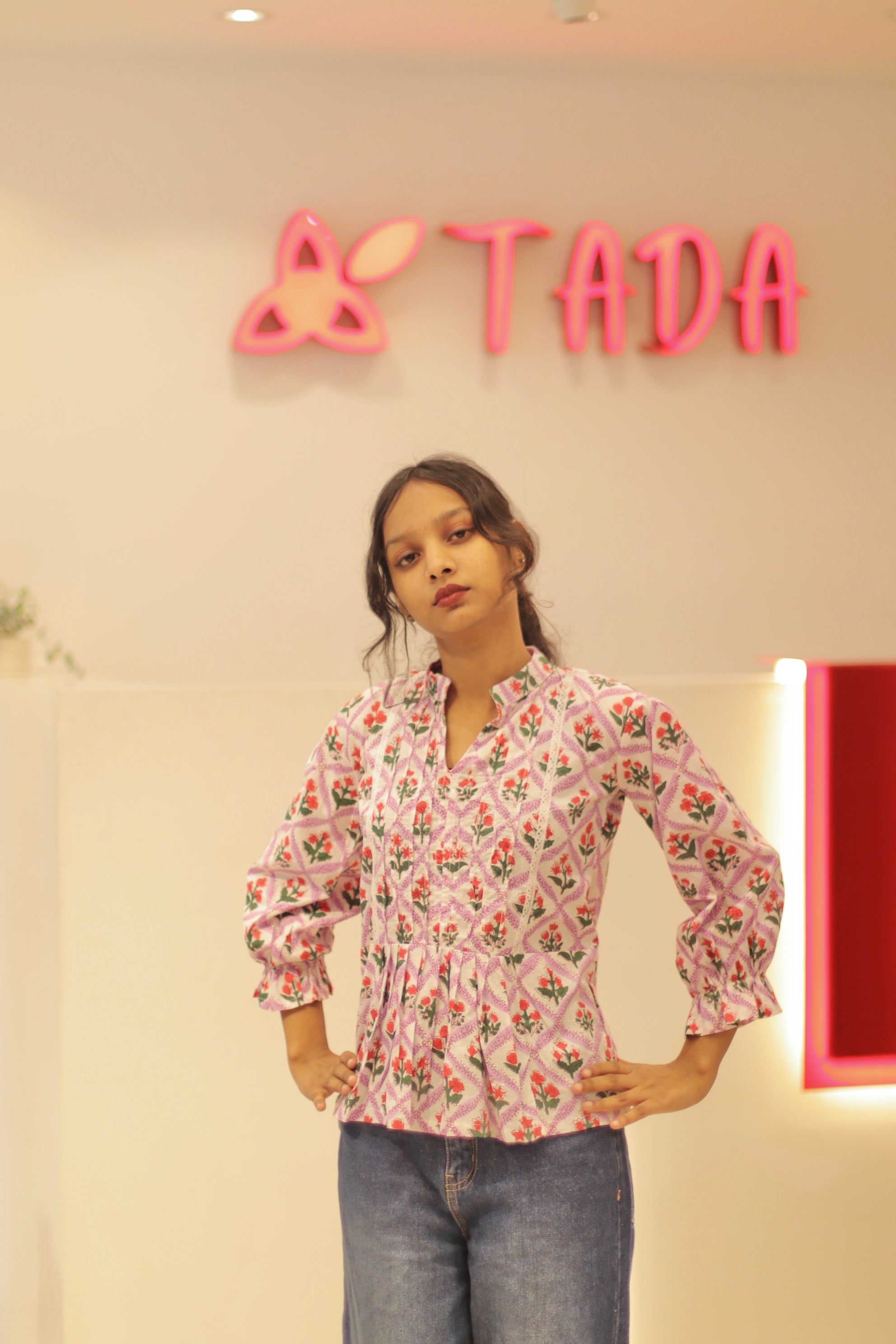 Aarohi Handblock Cotton Top