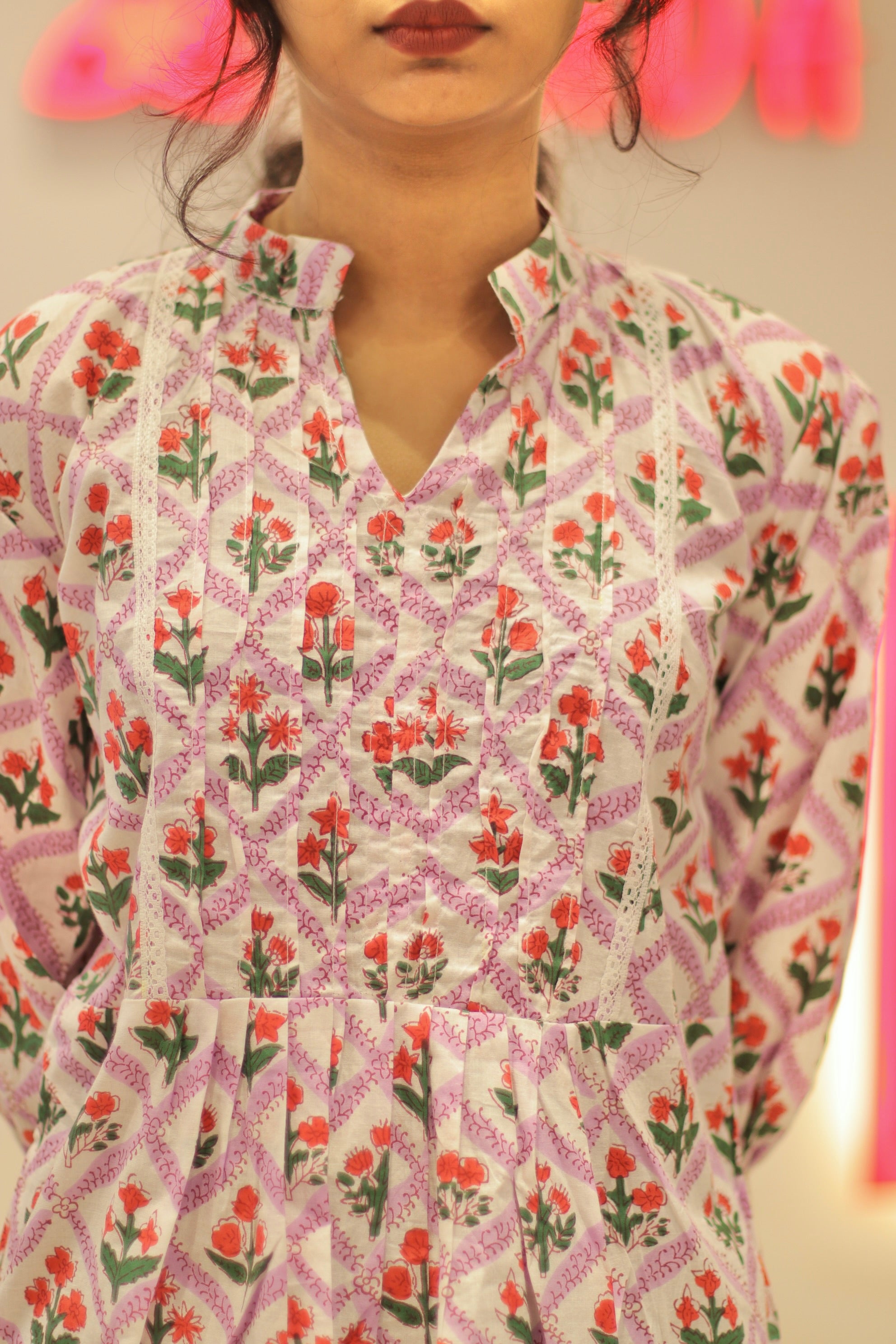 Aarohi Handblock Cotton Top