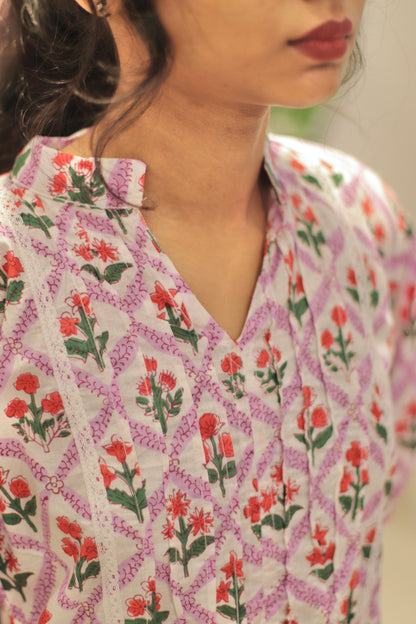 Aarohi Handblock Cotton Top
