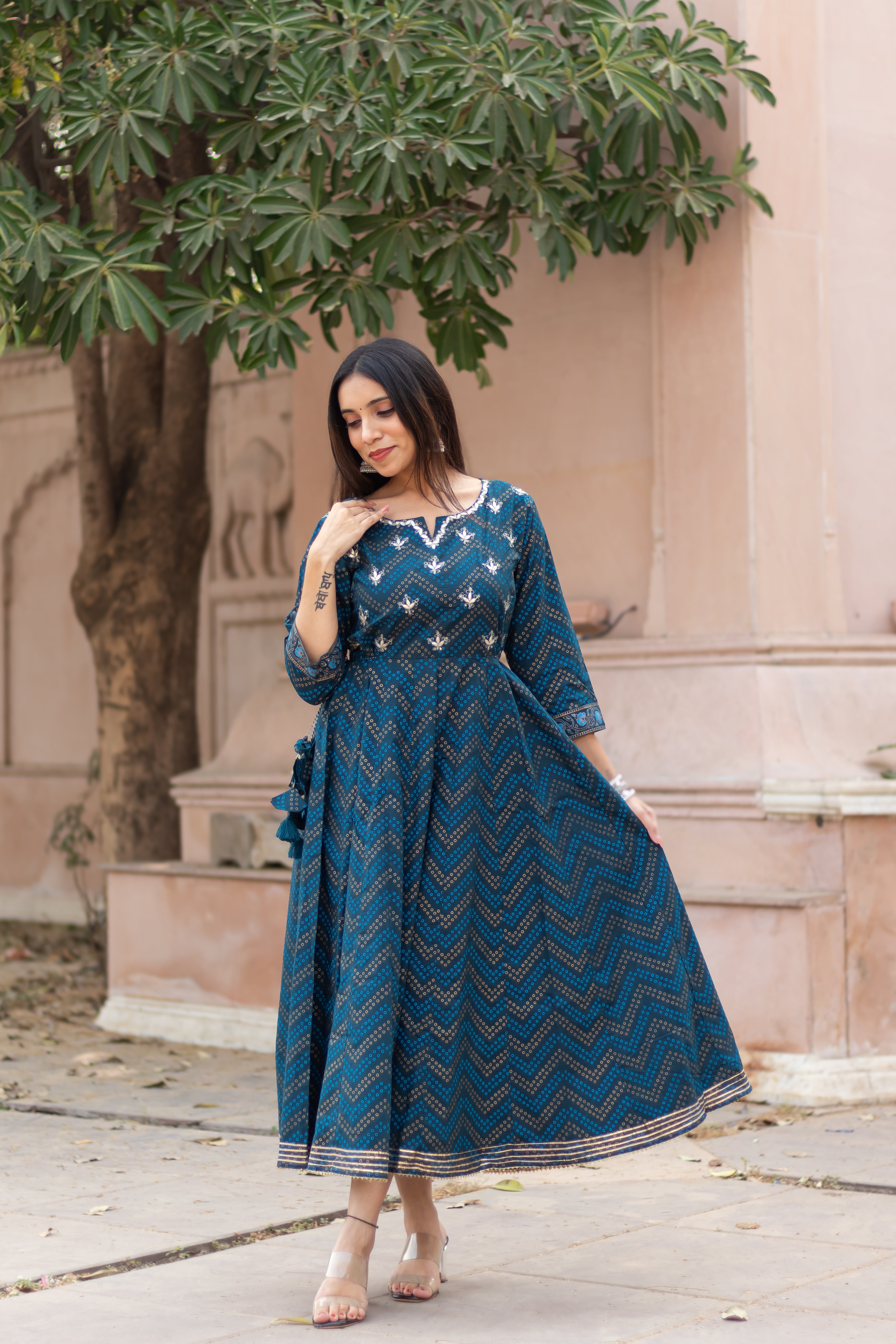 Pure Cotton Bandhani Gown