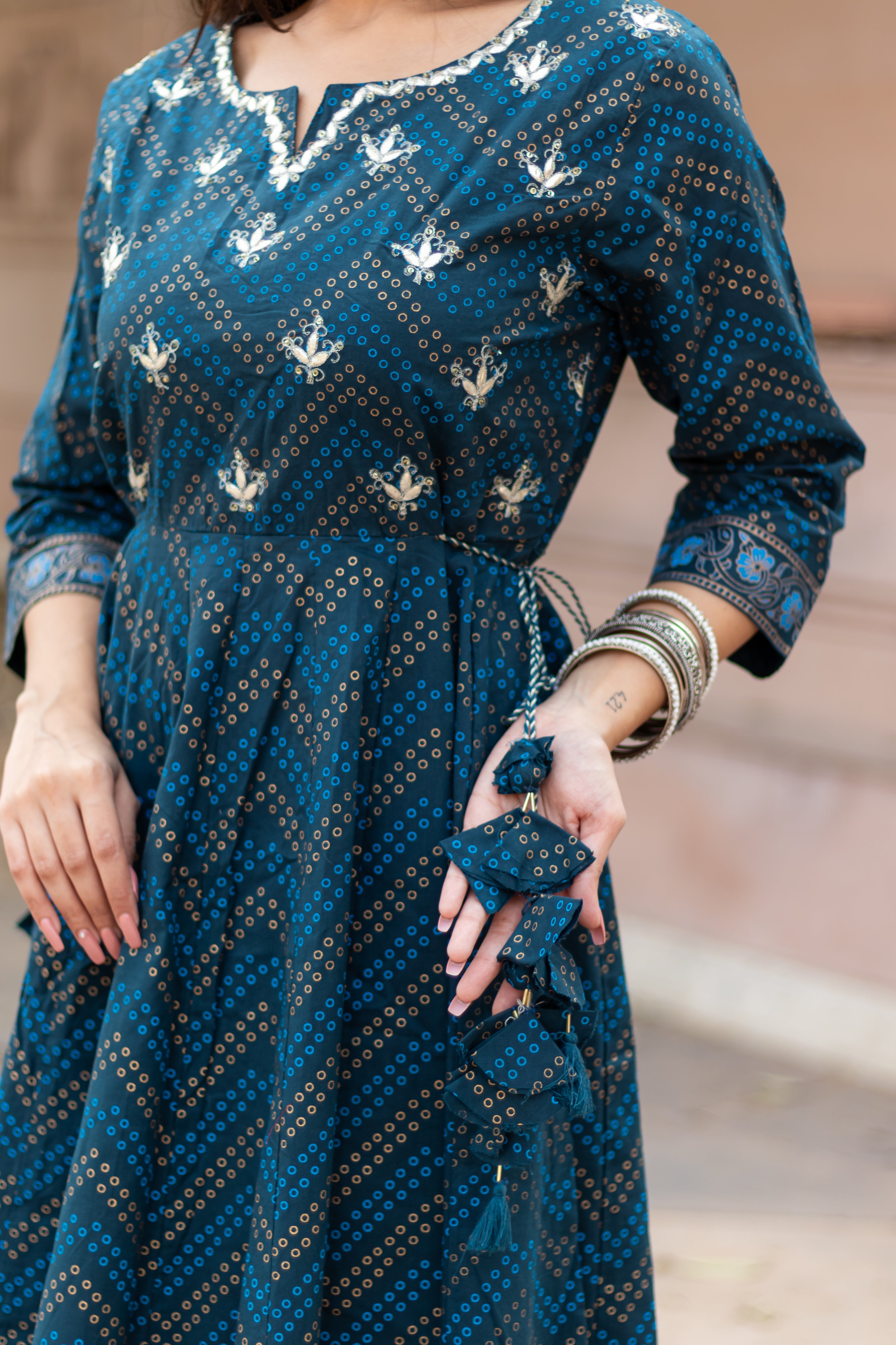 Pure Cotton Bandhani Gown