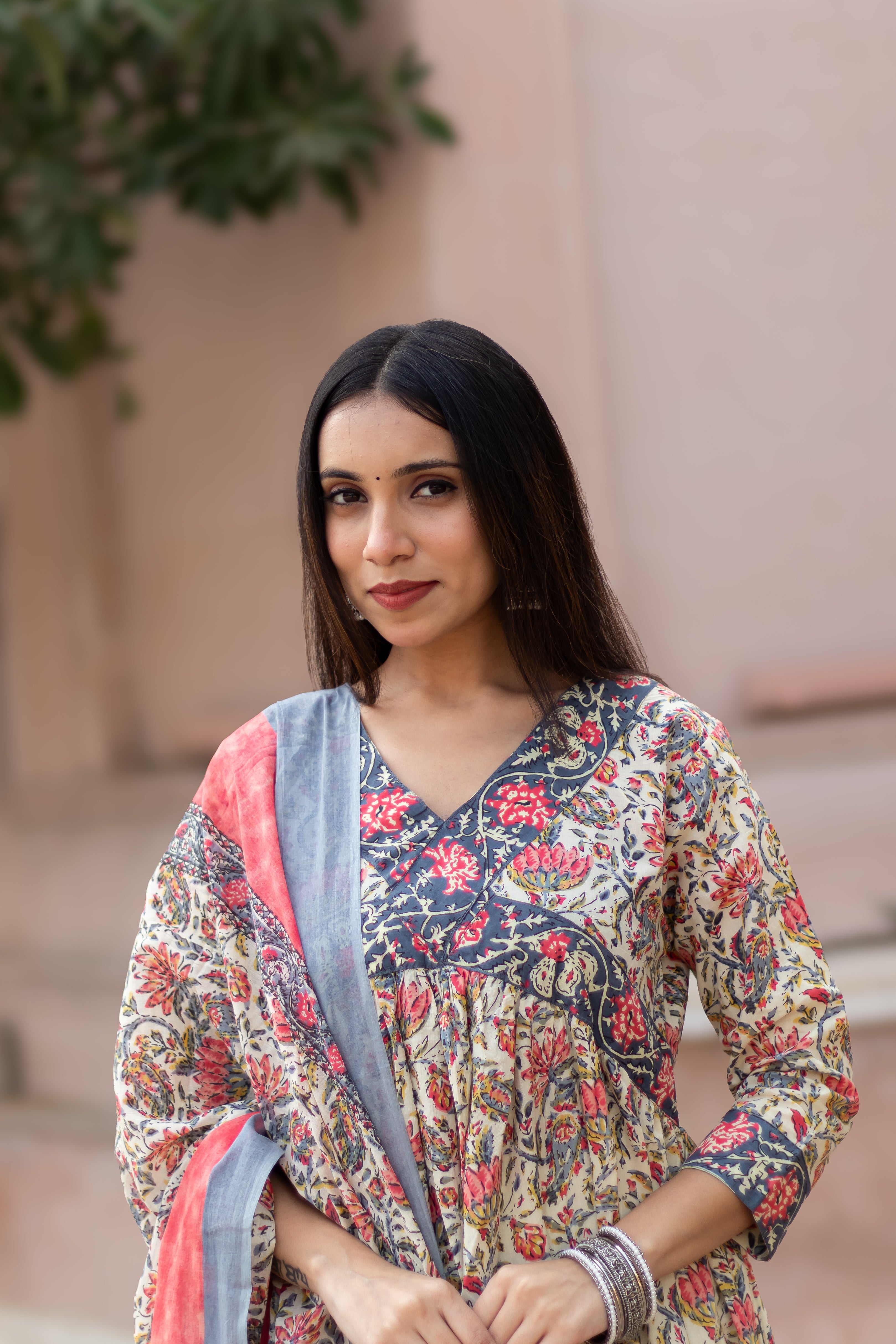 Cotton Handblock Alia Cut Suit Set