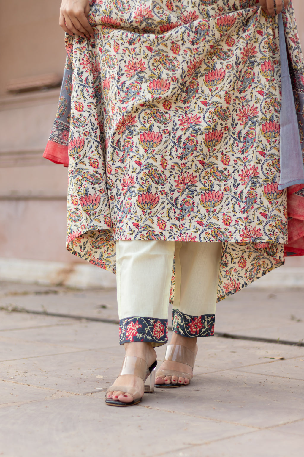 Cotton Handblock Alia Cut Suit Set