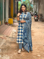 Indigo Cotton Suit Set