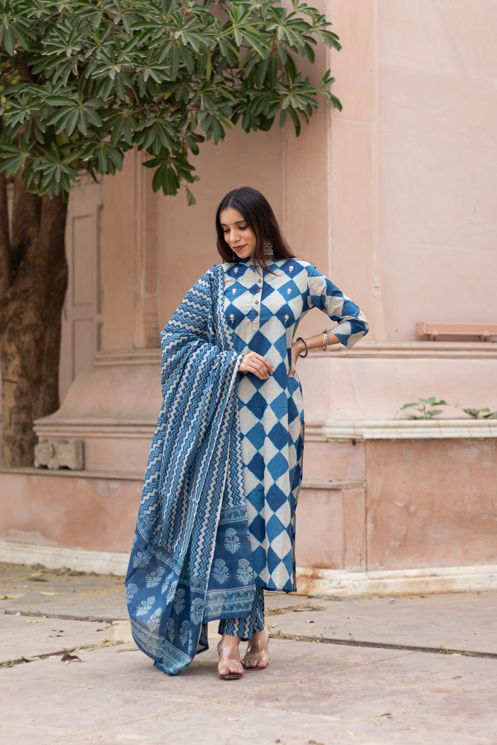Indigo Cotton Suit Set