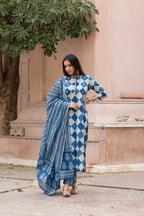Indigo Cotton Suit Set
