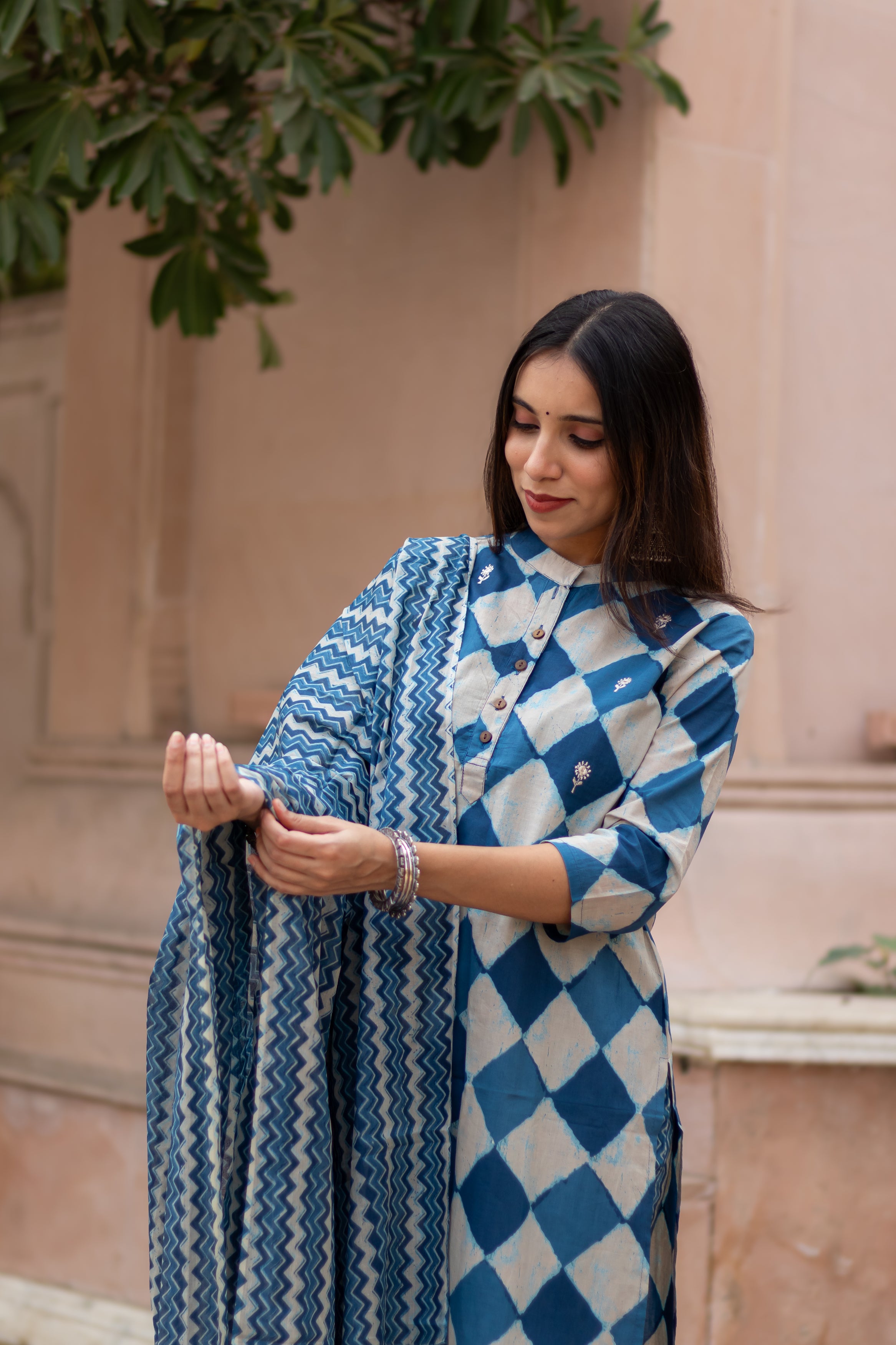 Indigo Cotton Suit Set