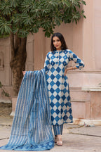 Indigo Cotton Suit Set