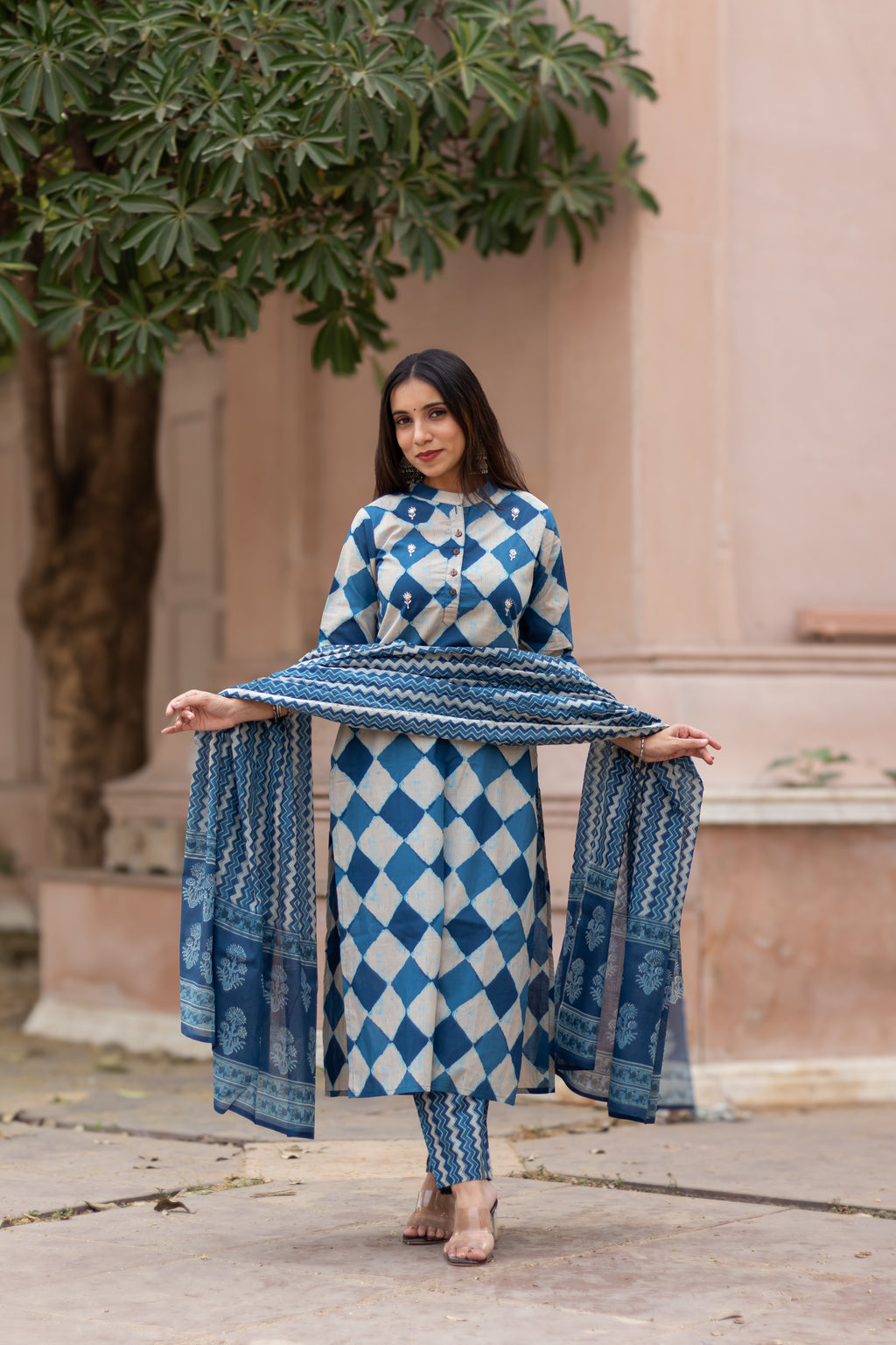 Indigo Cotton Suit Set