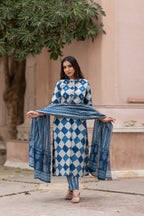 Indigo Cotton Suit Set