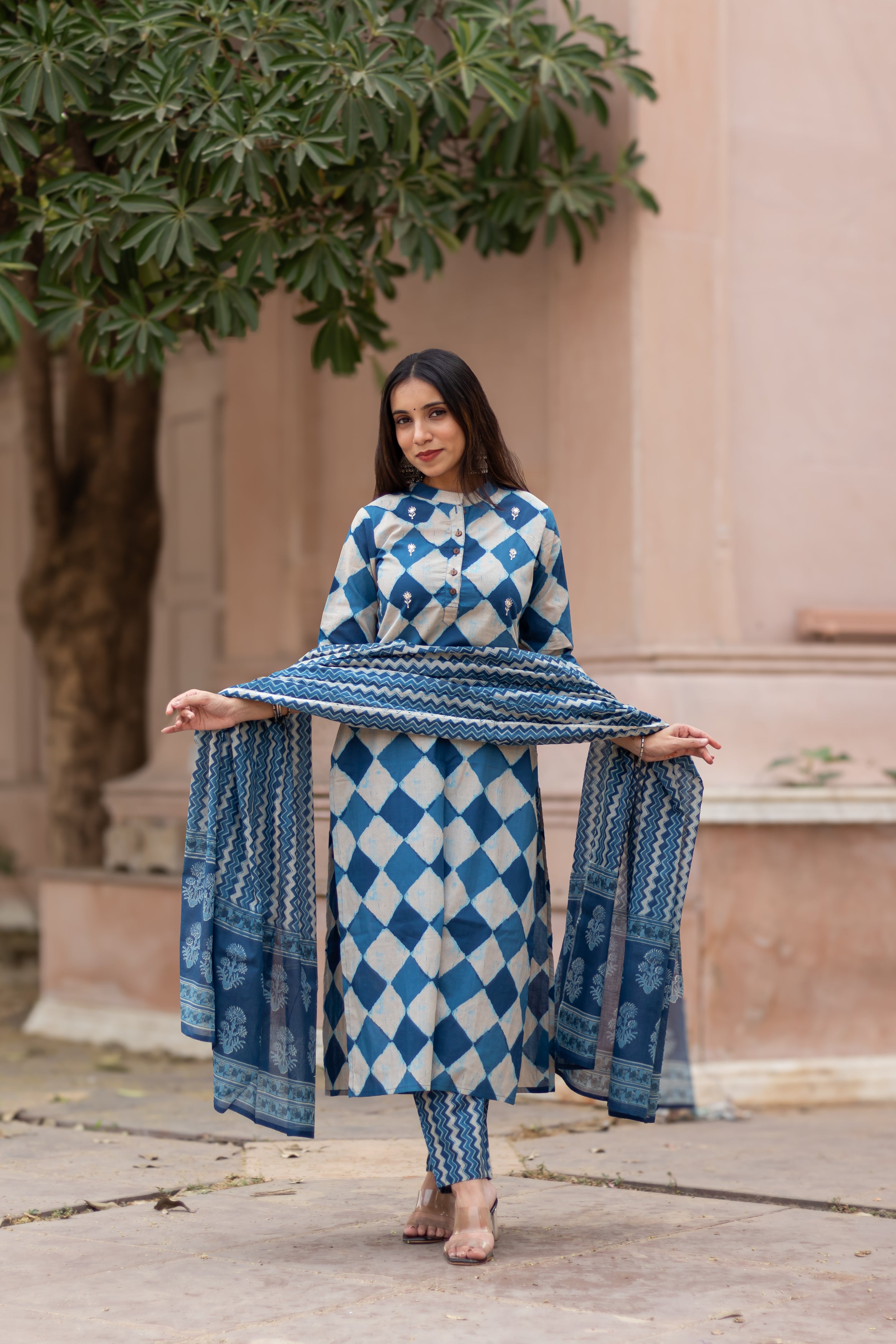 Indigo Cotton Suit Set