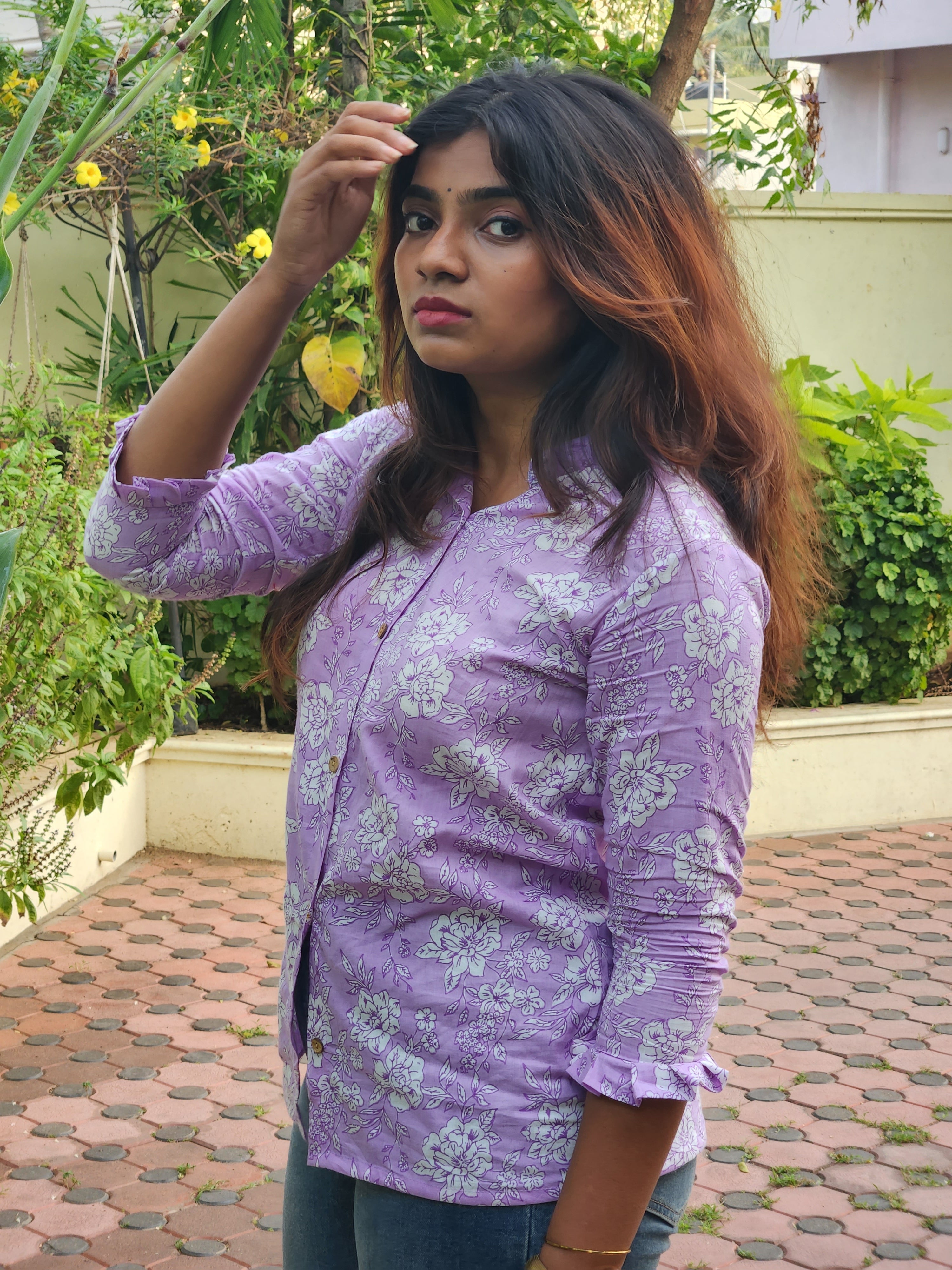 LAVENDER HANDBLOCK SHIRTS - TADA