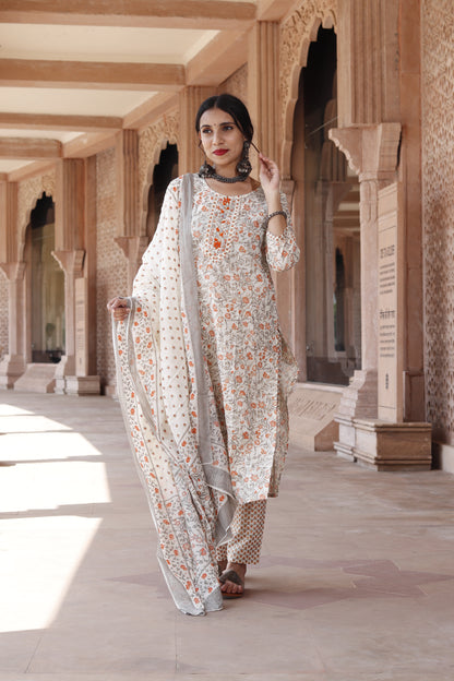 Off white Cotton kurta set - TADA