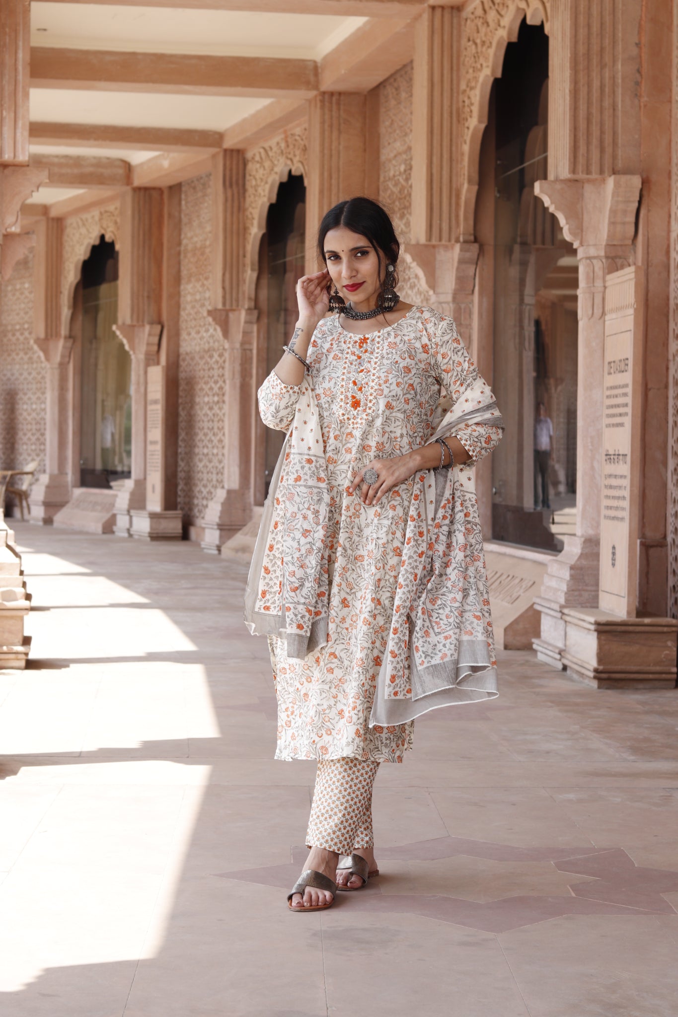 Off white Cotton kurta set - TADA