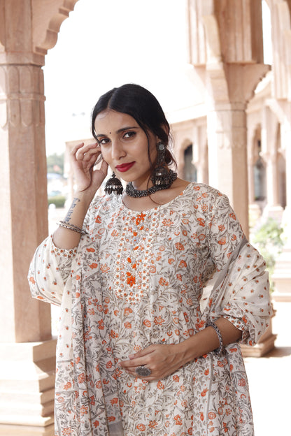 Off white Cotton kurta set - TADA