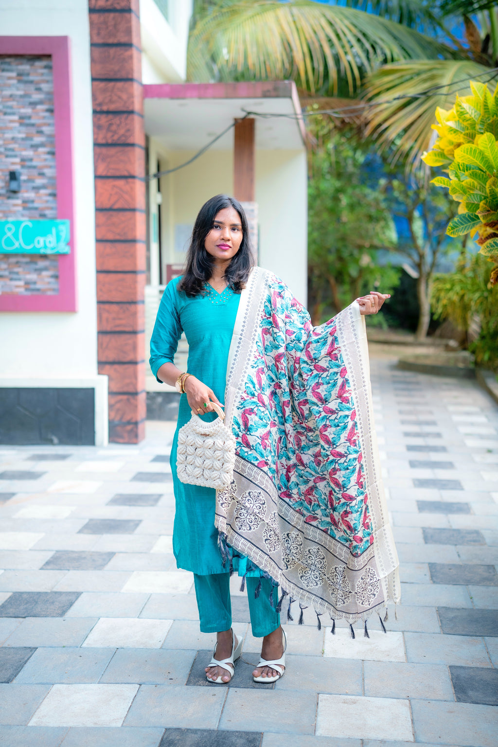 Reeha Raw Silk Salwar Set – Teal Blue Elegance