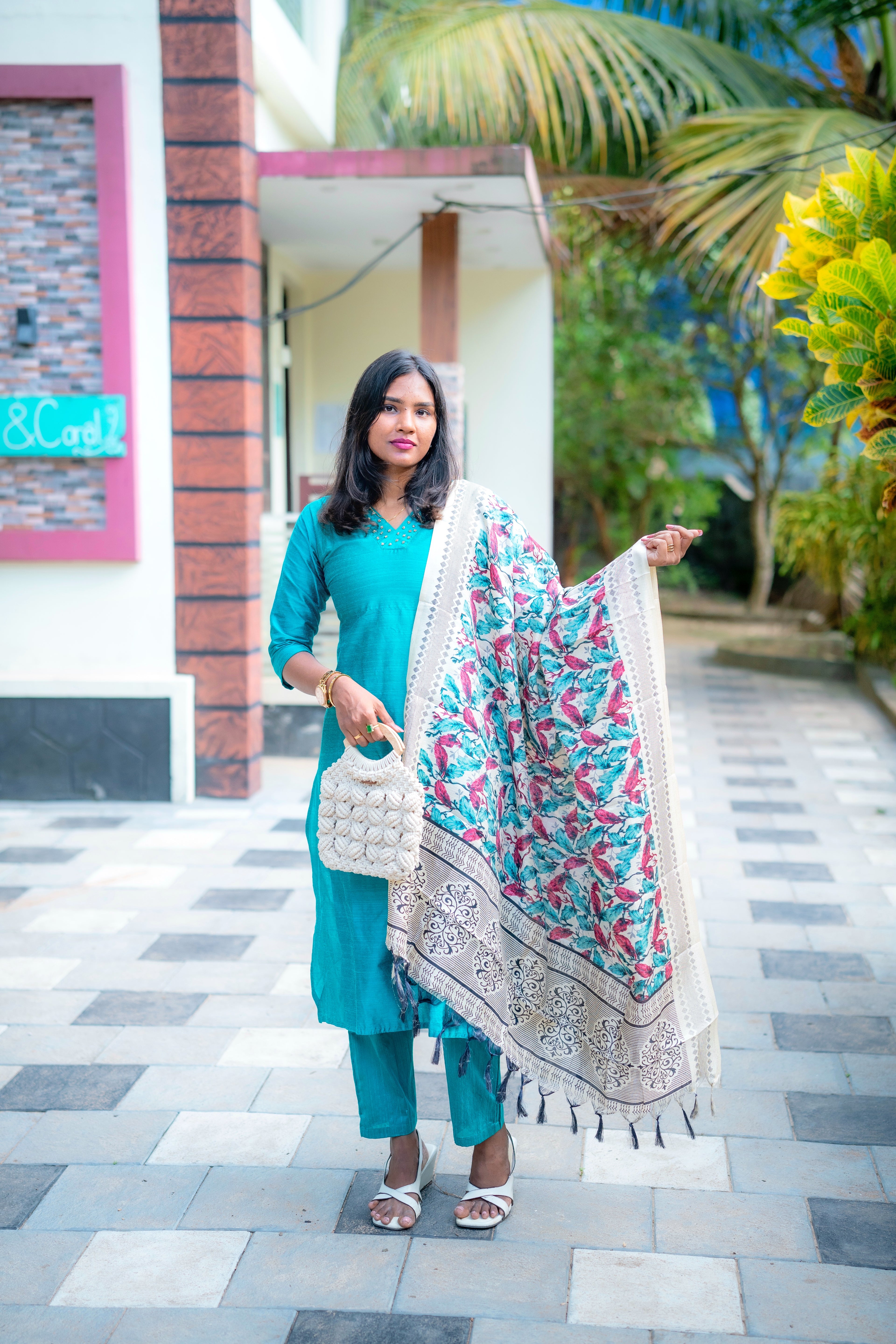 Reeha Raw Silk Salwar Set – Teal Blue Elegance