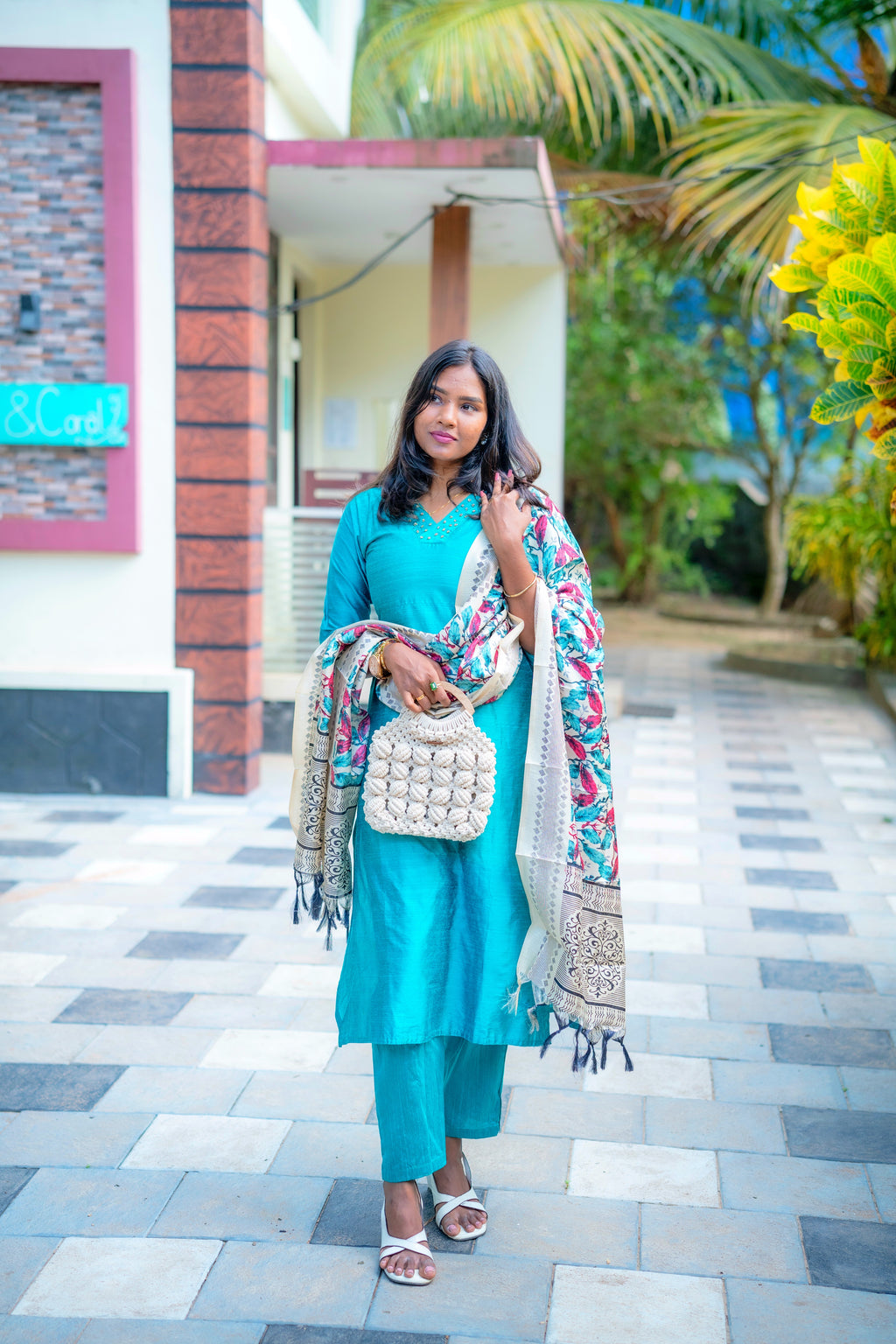 Reeha Raw Silk Salwar Set – Teal Blue Elegance