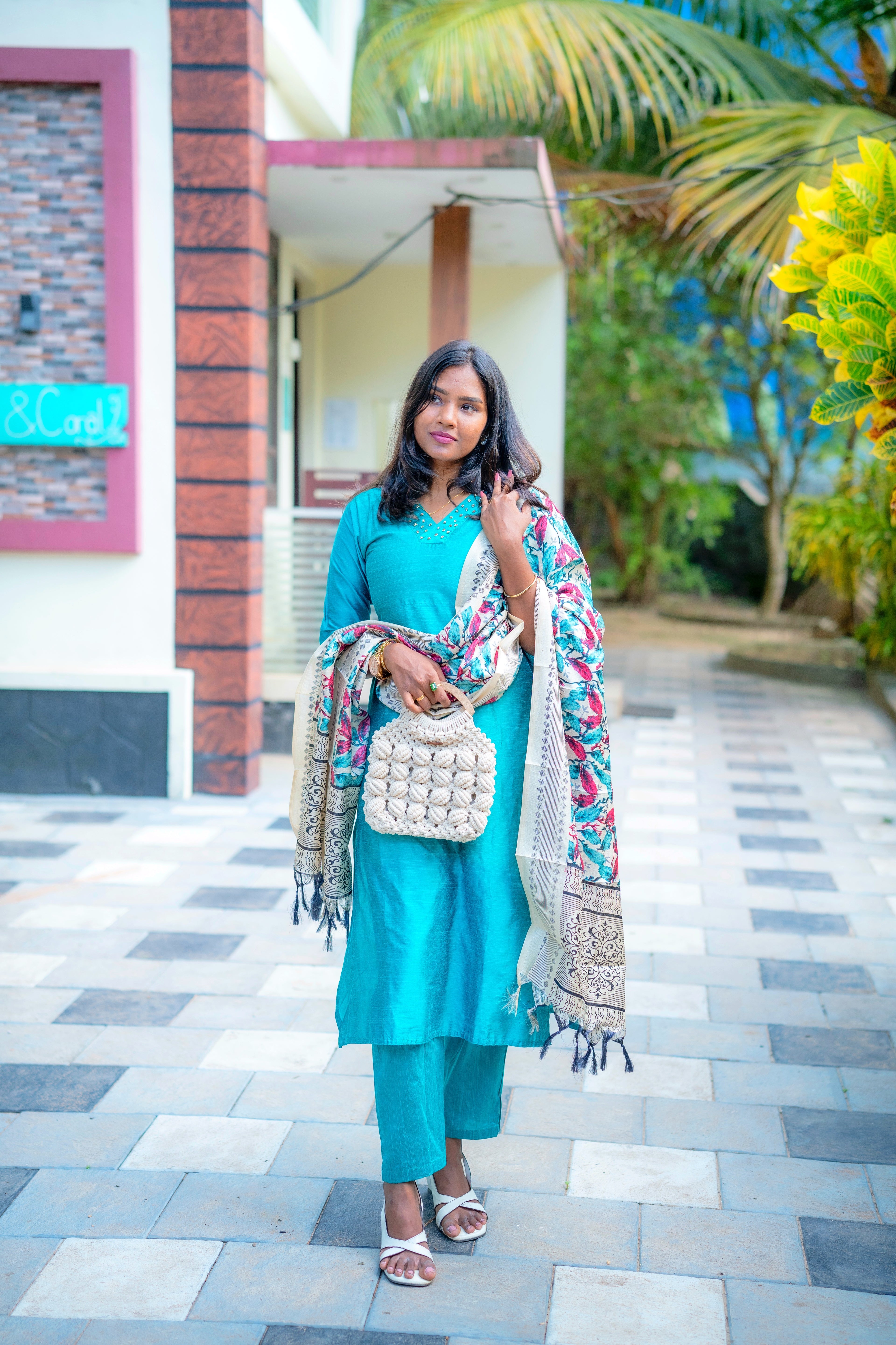 Reeha Raw Silk Salwar Set – Teal Blue Elegance