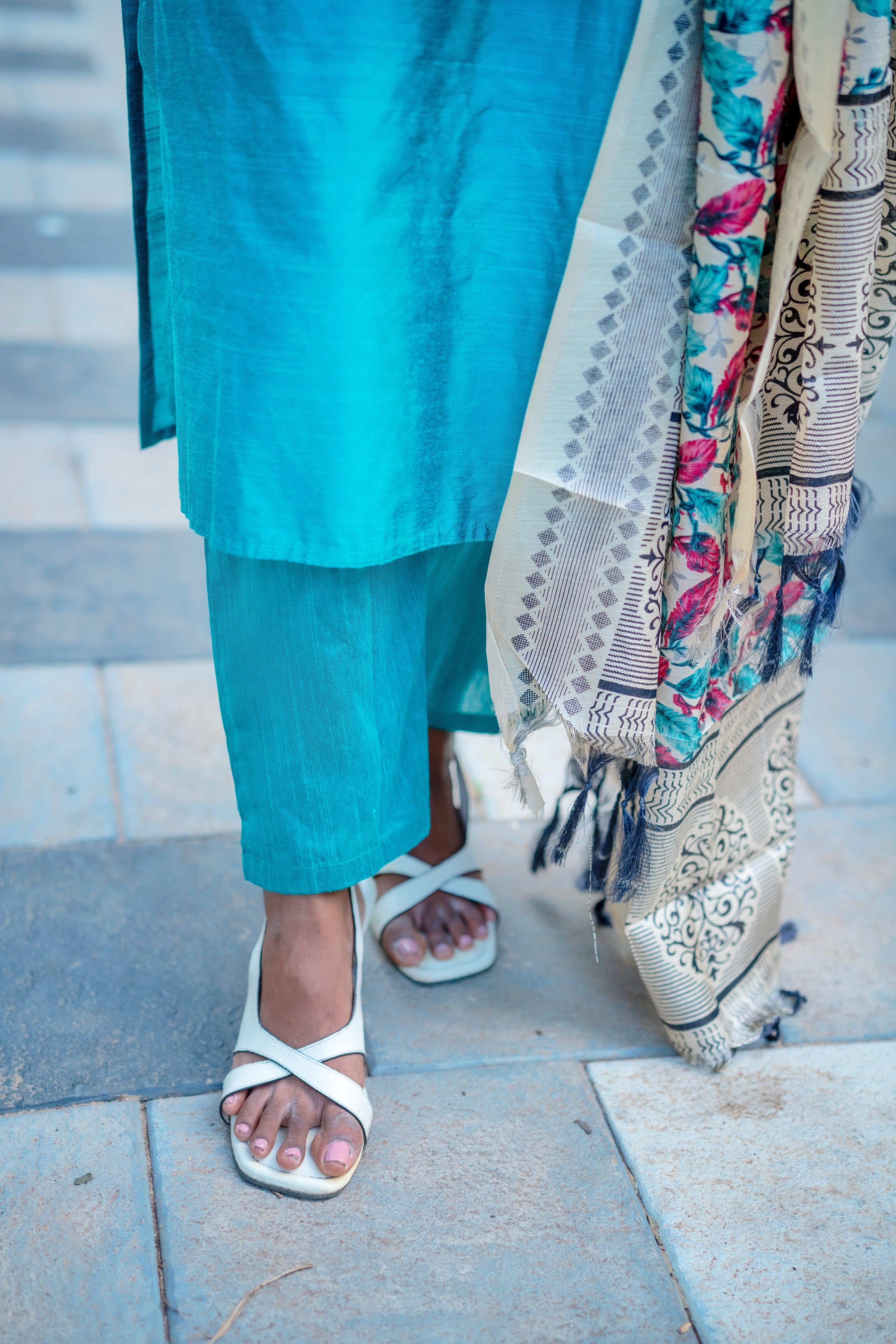 Reeha Raw Silk Salwar Set – Teal Blue Elegance