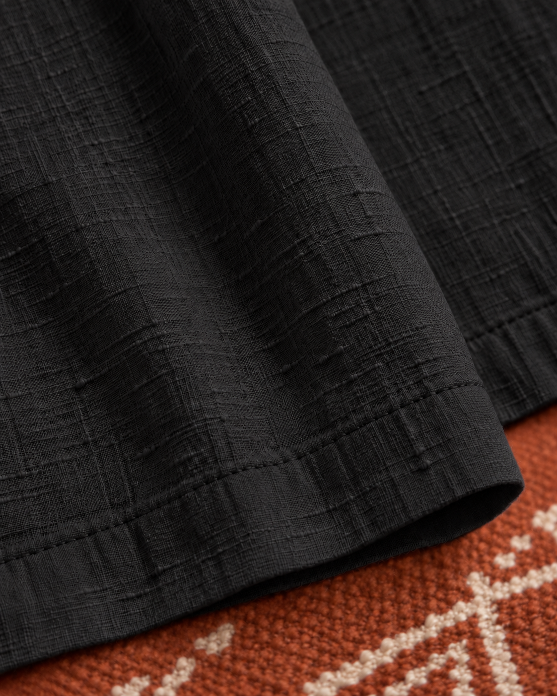 Black cotton slub palazzo pant - hem detail