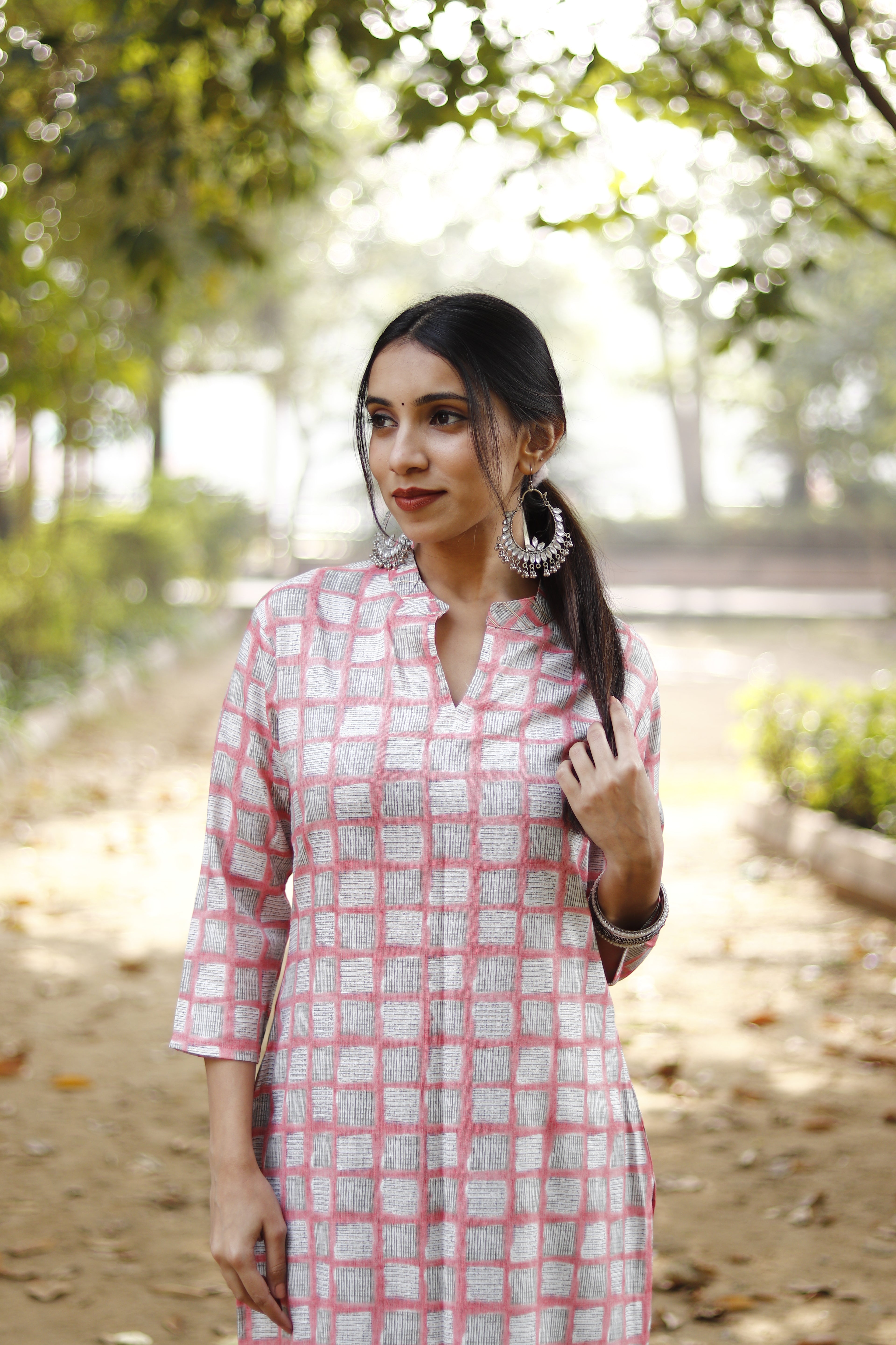 Two Tone Gold Print Capsule Rayon Kurti