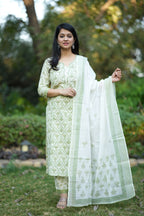 Kimaya Green Cotton Suit Set